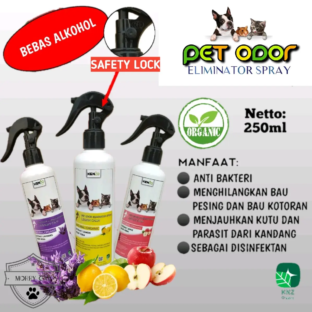 Disinfektan pet odor 250ml penghilang bau pesing, kotoran kucing dan anjing