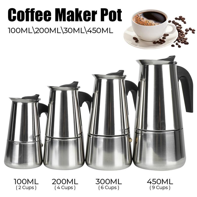 Product Introduction of Periuk Kopi untuk Dapur, Keluli Tahan Karat, Moka Espresso Latte, Penapis Dapur, Pembuat Kopi Moka, Tersedia dalam 2/4 / 6 / 9 Cawan, Periuk Pembuat Kopi Kitchenware 21