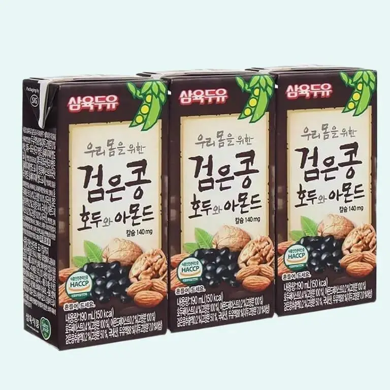 Thùng 24 hộp Sữa óc chó đậu đen hạnh nhân Hàn Quốc SahmYook 140ml-190m