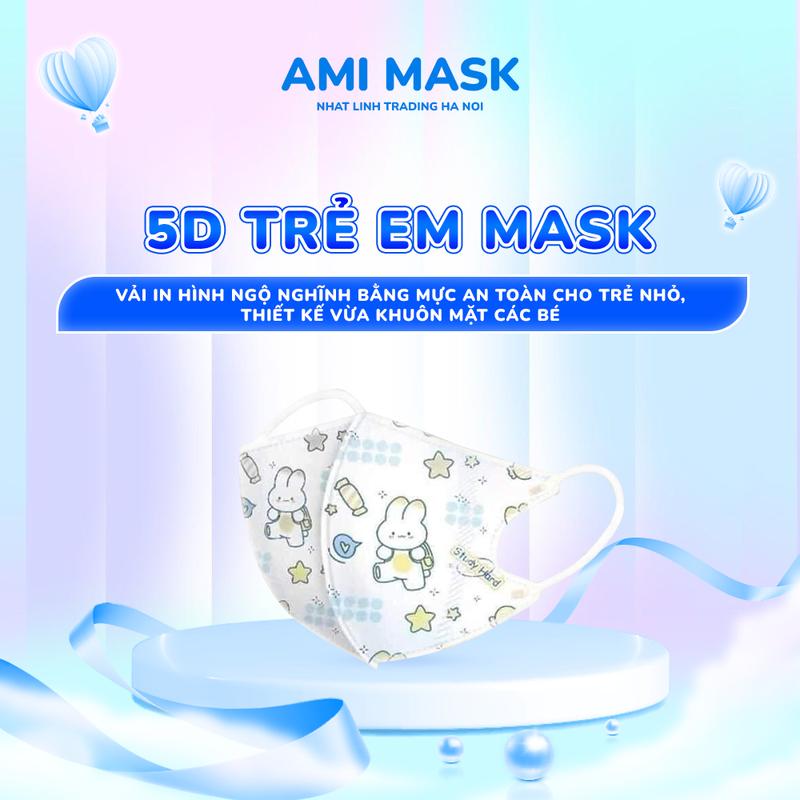  300 chiếc Khẩu trang y tế trẻ em 5D AMI Mask 3 lớp cho bé an toàn chống khói bụi vi khuẩn 