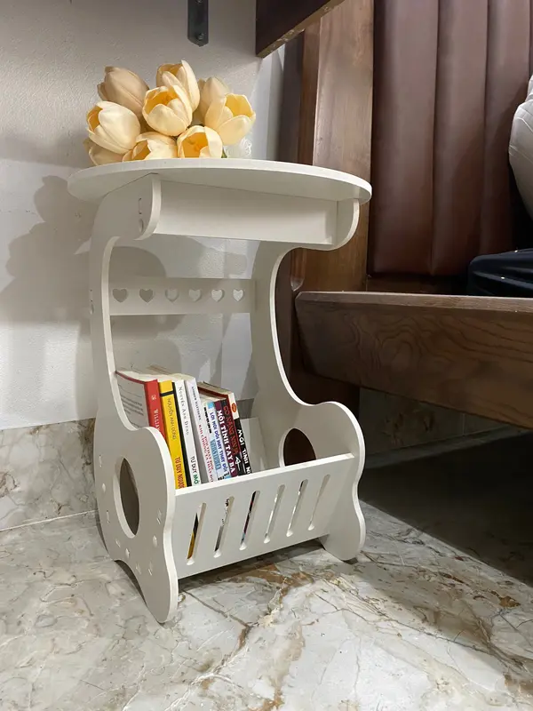 Kệ trang trí, kệ đầu giường, kệ sách mini, bàn trà mặt tròn 2 tầng trang trí phòng khách, phòng ngủ cao cấp chất liệu gỗ nhựa pitech chịu lực Kitchen Nhà Bếp 1