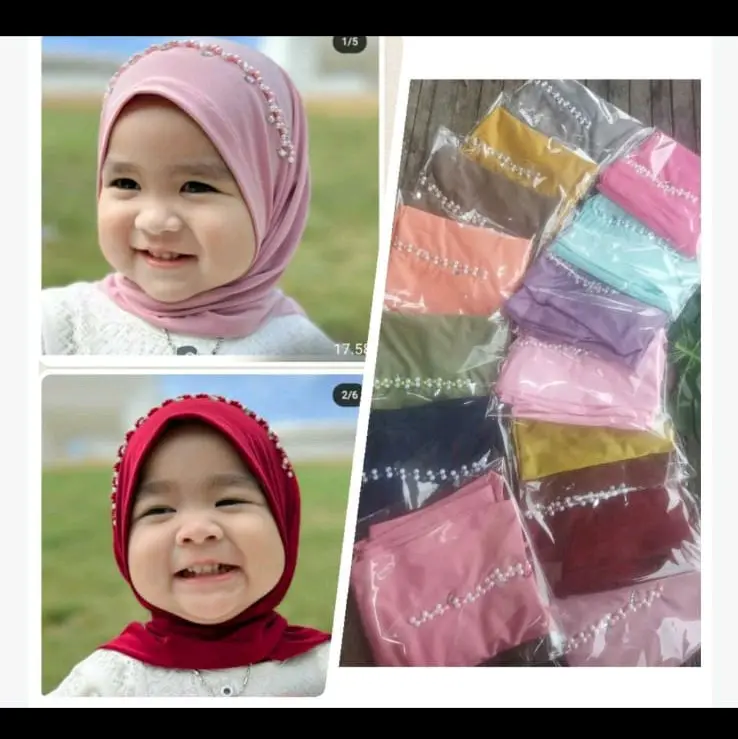 jilbab segitiga anak payet Instan Muslim Kerudung Cantik 7-8 Tahun Green