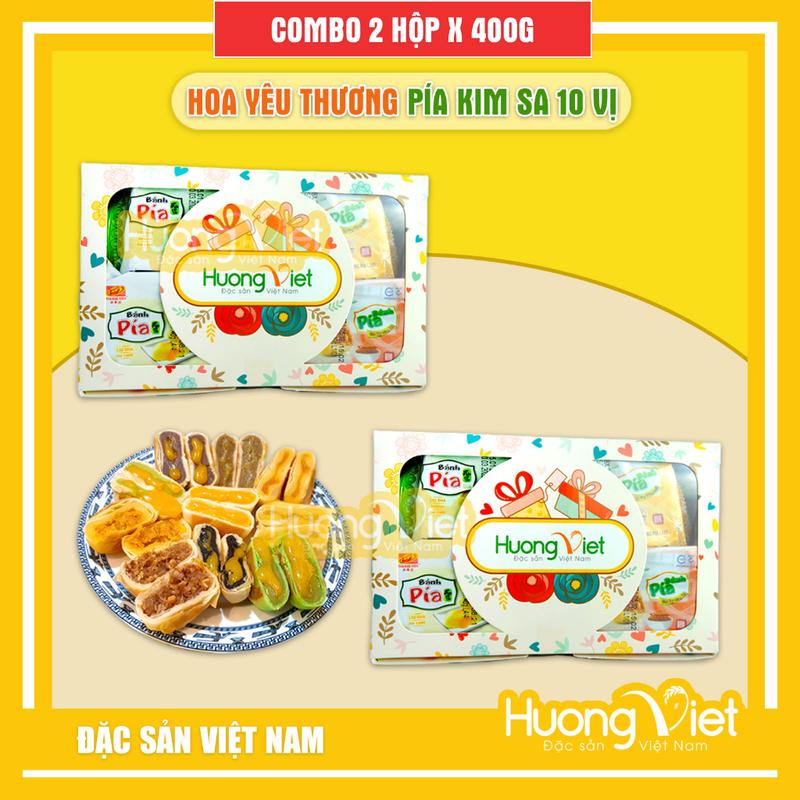 COMBO 2 hộp HOA YÊU THƯƠNG 10 bánh 10 vị bánh pía Tân Huê Viên Sóc Trăng bánh pía mini