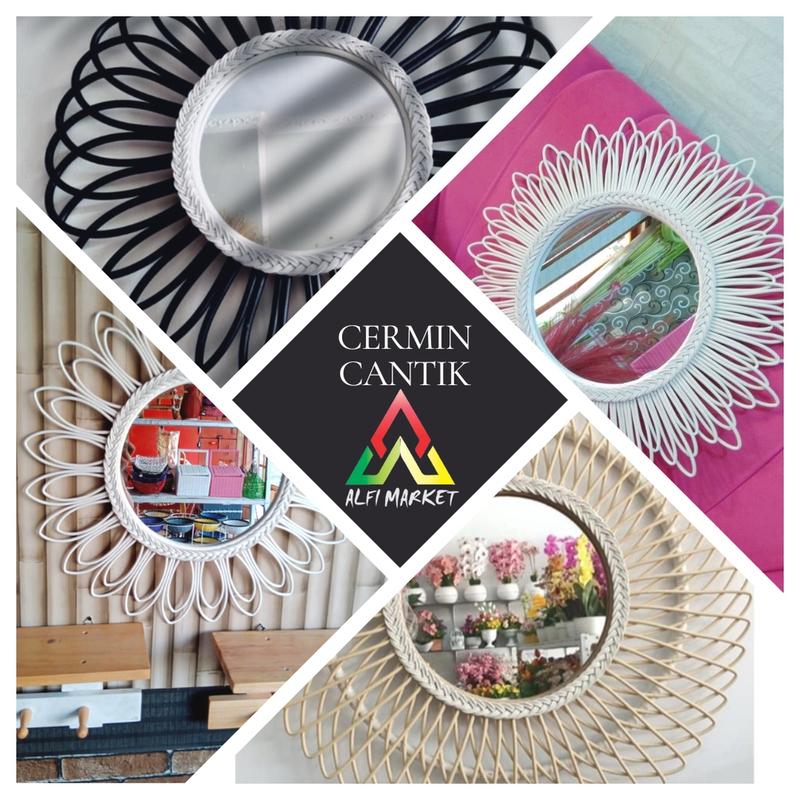Kaca Rotan Kombinasi | Cermin Cantik Warna | Aesthetic Mirror | Cermin Hias Berwarna | Kaca Hiasan Dinding | Kaca Home Decor 6