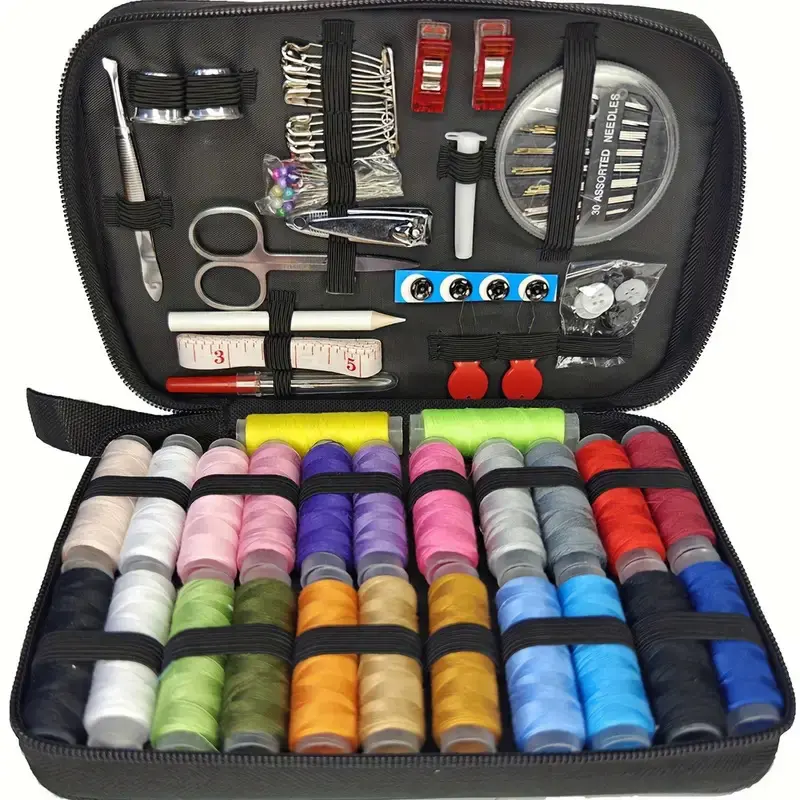 Bộ dụng cụ may, với 24 màu chỉ, kim và chỉ, sản phẩm cho các bản sửa chữa Nhỏ Bộ dụng cụ may du lịch mini cơ bản, Thích hợp cho các bản sửa chữa khẩn cấp, bao gồm các dụng cụ và phụ kiện may