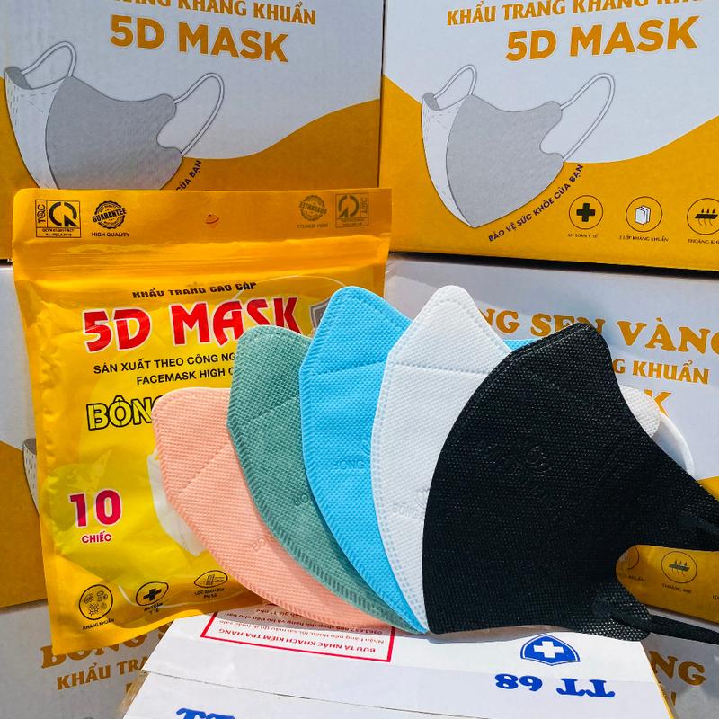 Thùng 500 Cái Khẩu Trang 5D Bông Sen Vàng Nam Phụ Kiện Women Voi