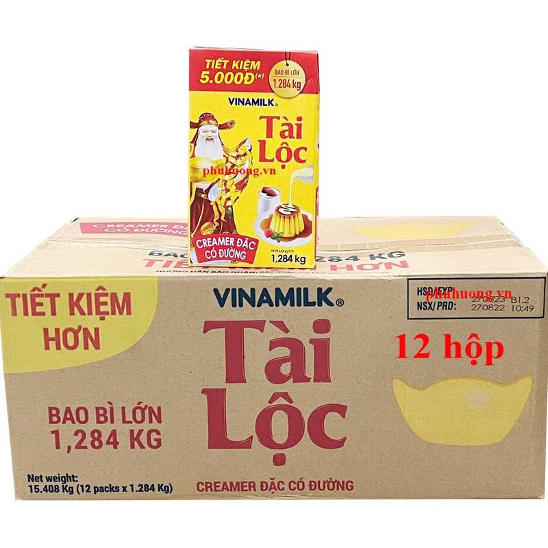  1 Thùng 12 hộp sữa đặc Tài Lộc có đường Vinamilk 1284gx12 