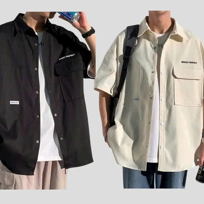 Áo Sơ Mi Nam Nữ  Form Rộng Tay Lỡ Chất KAKI 2 Túi MAKE Unisex Menswear hot trend 1