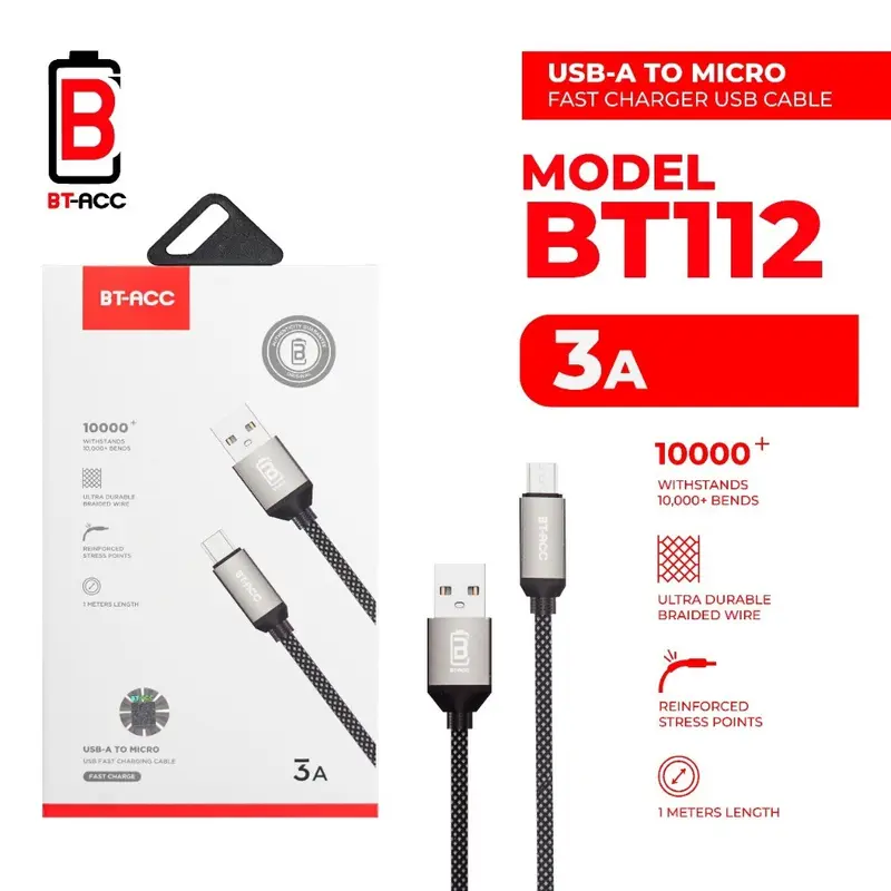 BT-ACC Kabel Data USB A to Micro 3A Kabel  - BT112