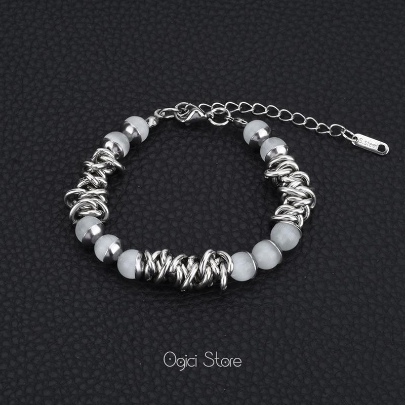 Vòng tay nam nữ thời trang Lắc tay titan không gỉ thiết kế đan xen kim loại độc đáo cá tính Unisex Phụ Kiện Đeo Tay