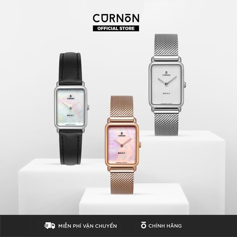 Đồng Hồ Nữ Curnon Sicily - Mặt Chữ Nhật Dây Kim Loại Chính Hãng - Đeo Tay Thời Trang Thanh Lịch