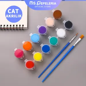 cat akrilik set 6 Warna 12 Warna/cat air anak/Cat Akrilik Kanvas Lukisan Kanvas Cat Cat Akrilik 3ml + Dua pulpen Acrylic Kuas-Ms.Pepeleria