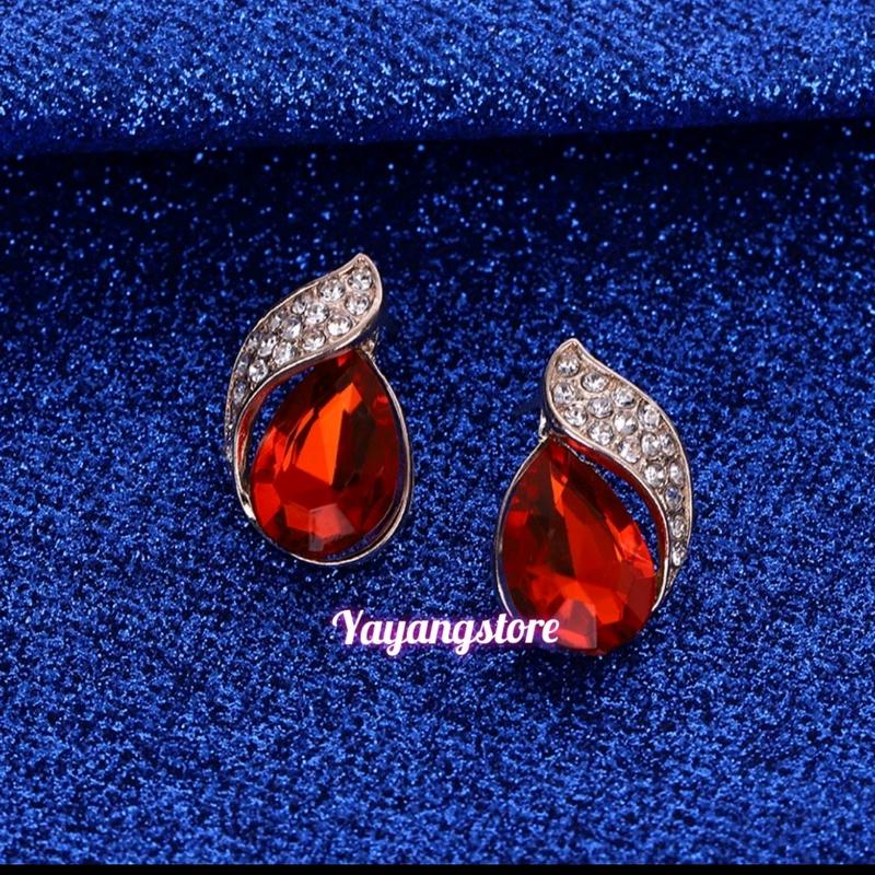 Anting Permata Blue Sapphire Korea Import Perempuan 2