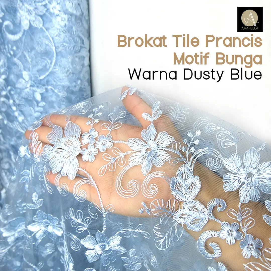 1/2 meter Kain Brokat Tile Prancis Motif Bunga