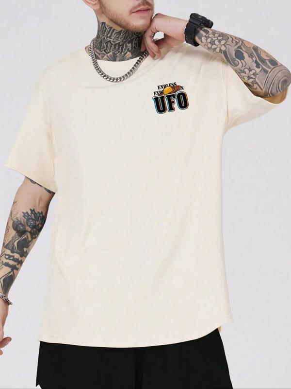 Men's Regular Fit Round Neck Drop Shoulder Graphic Tee, Summer Clothes Creative Print Crew Neck Short Sleeve T-shirt for Summer, Fashion Casual Men's Clothes for Daily Wear 1