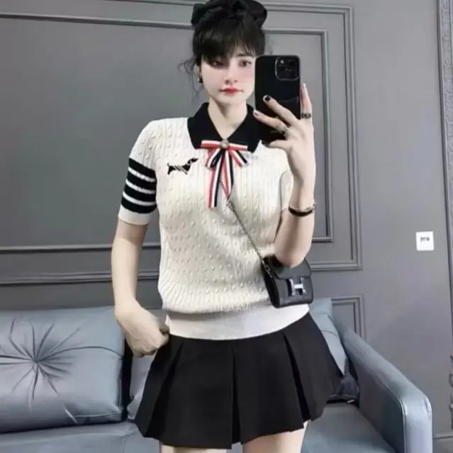 [HUMI] Áo Len Nữ Thom Nơ Cộc Tay Siêu Xinh TopWomen #A33