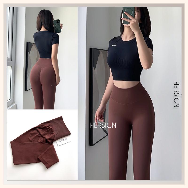 Bộ đồ tập gym nữ Set đồ thể thao nữ Áo croptop ngắn tay quần legging dài HERSIGN-SMIX6L27
