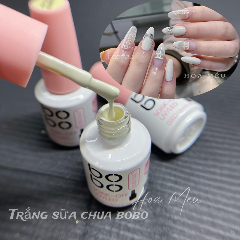 Sơn Gel màu trắng sữa chua. BOBO Độ bóng cao Nữ