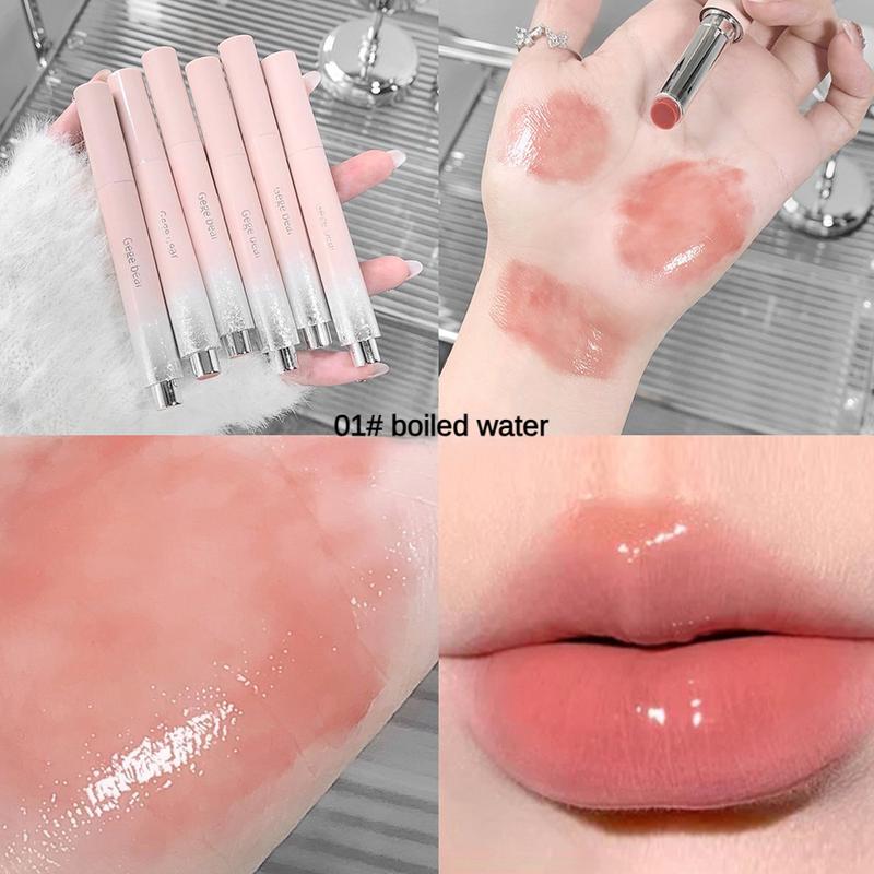 Gege Bear Jelly Solid Lip Gloss Cute Hydrating Mirror Red Brown Lipstick Clear Moisturizing Lips Tint Nature Nude Lip Makeup Cosmetics 3