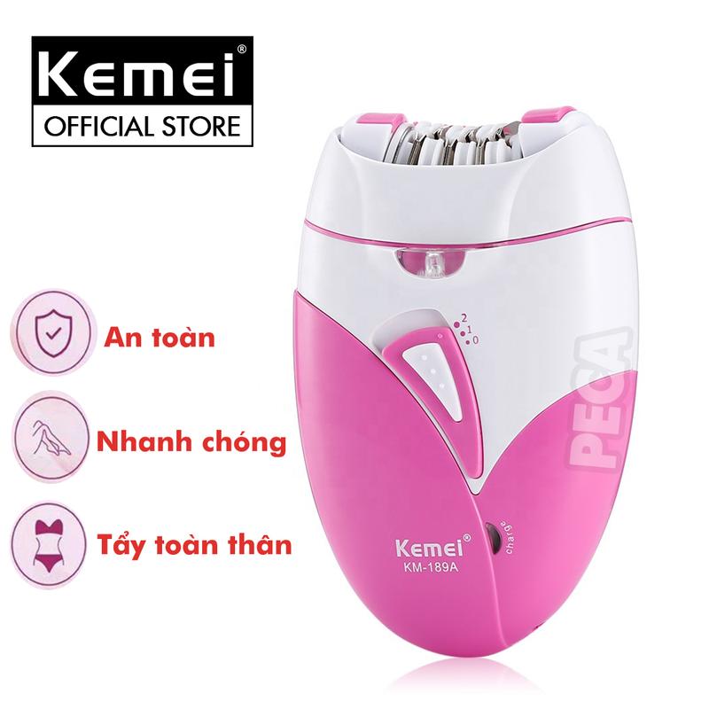 Máy tẩy lông Kemei KM-189A tẩy nhổ lông toàn thân, dùng pin sạc chuyên nghiệp - Hàng chính hãng Tông Đơ Máy Cạo Râu