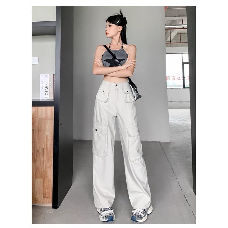BEIGE JEANS CELANA PANJANG WANITA CARGO LONG PANTS WOMEN MX681 4