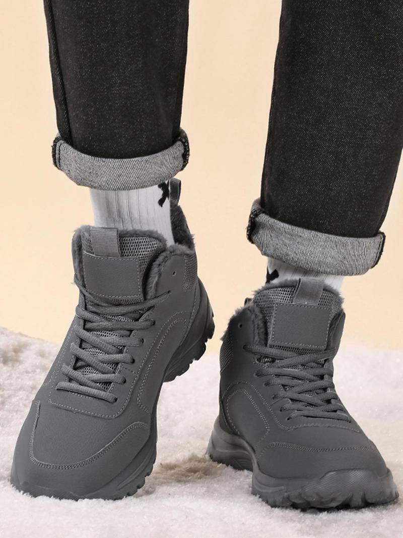 Product Introduction of Men's Winter Warm Thermal Lined Hiking Shoes, Casual Sporty Outdoor Walking Shoes, Male All-match Shoes for Daily Wear 9