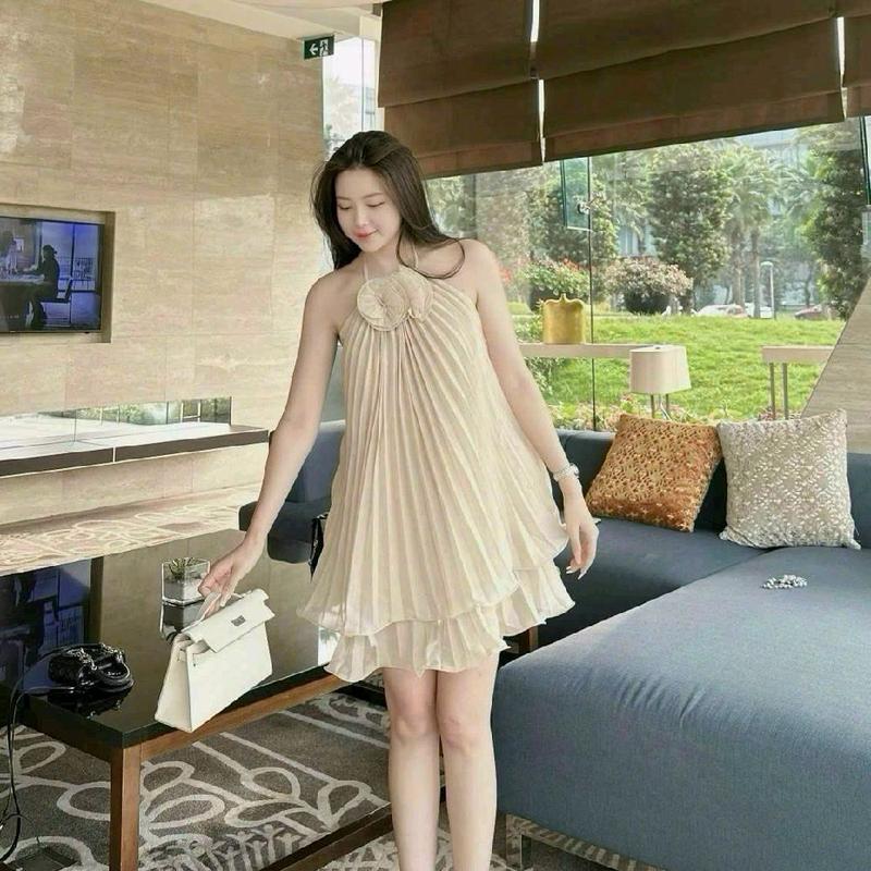 SIÊU PHẨM ĐẦM VOAN DẬP LY 2 LỚP CÓ LÓT QUẦN LAI  & HOA CUỐN BIÊN 4 MÀU Y HÌNH 4