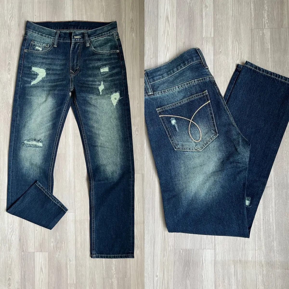 Quần Jean cotton không co giãn form ống suông nhẹ - k07