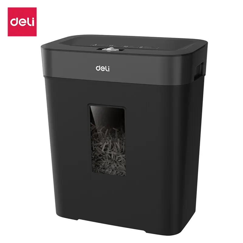 Deli เครื่องทำลายเอกสาร 12/15 ลิตร ย่อยกระดาษ 8 แผ่น ใน 1 ครั้ง มอเตอร์แรงทำงานไว Paper Shredder