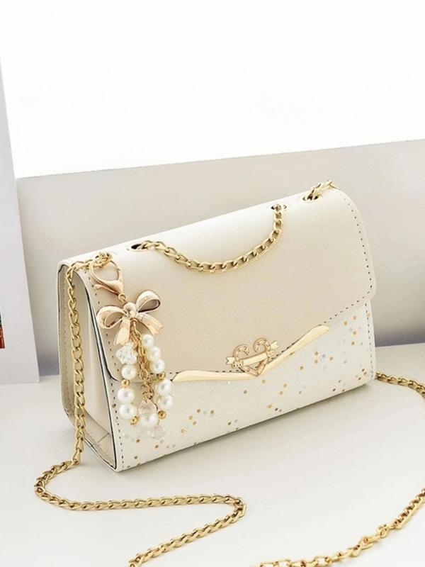Women's Fashionable Bowknot Decorated Shoulder Bag,  Elegant Solid Color Crossbody Bag for Daily Used, Casual Trendy Versatile High-quality Daily Commuting Bag 1