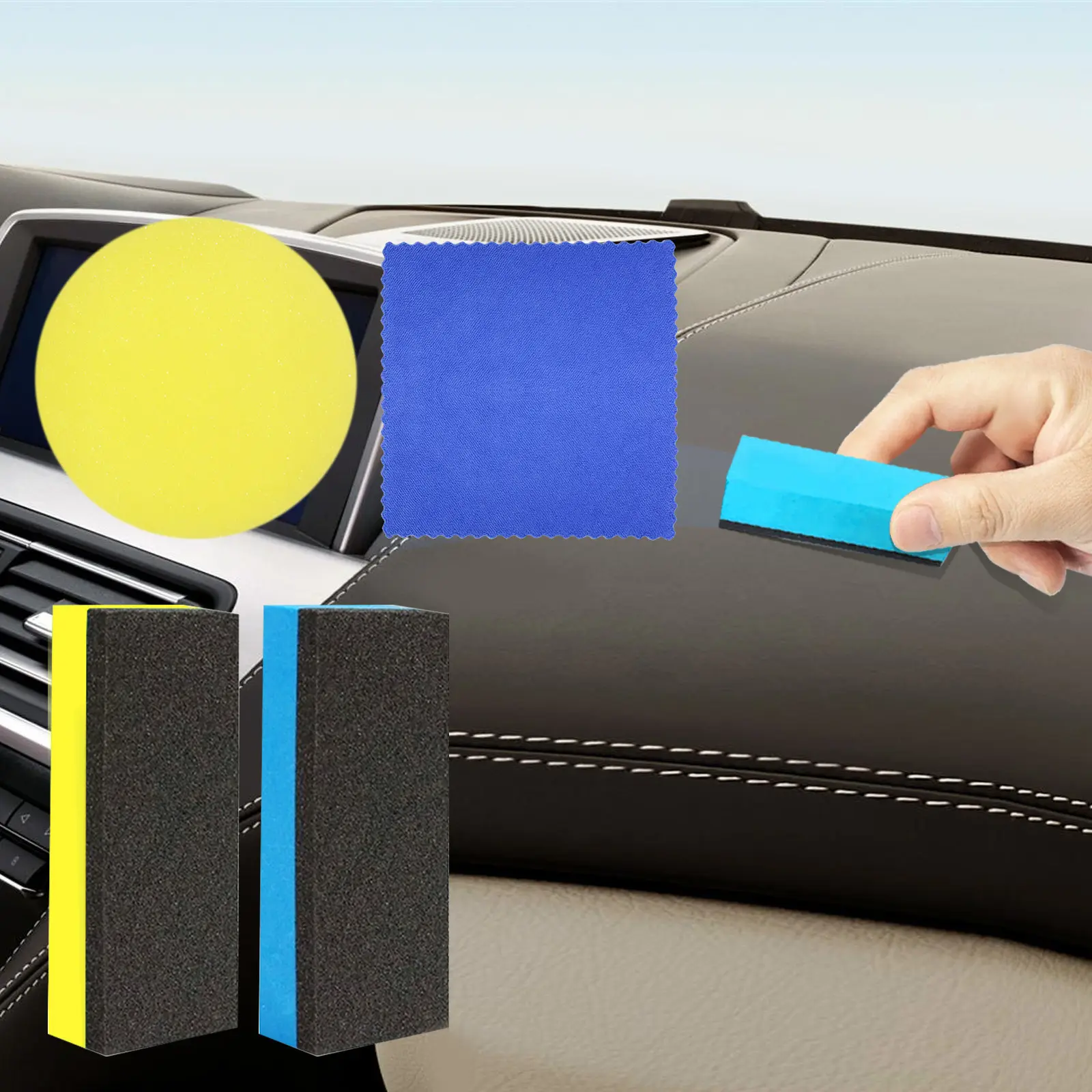 Household cleaning, water absorbing wiping sponge, dust-free leather, metal glass, water absorbing and traceless collection towel, wiping towel set