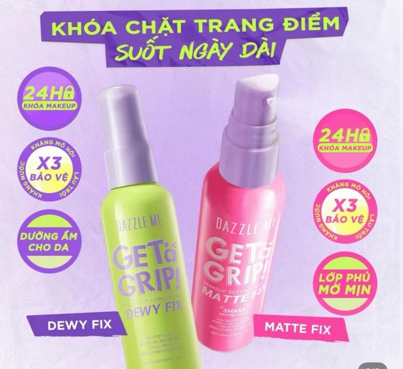 Product Introduction of Xịt Khoá Makeu DAZZLE ME Xịt Cố Định Lớp Trang Điểm Lâu Trôi Và Kiểm Soát Dầu Dưỡng Ẩm Trên da Makeup Setting Spray Dewy Matte 60ml Cosmetic nữ Women mĩ phẫm 1