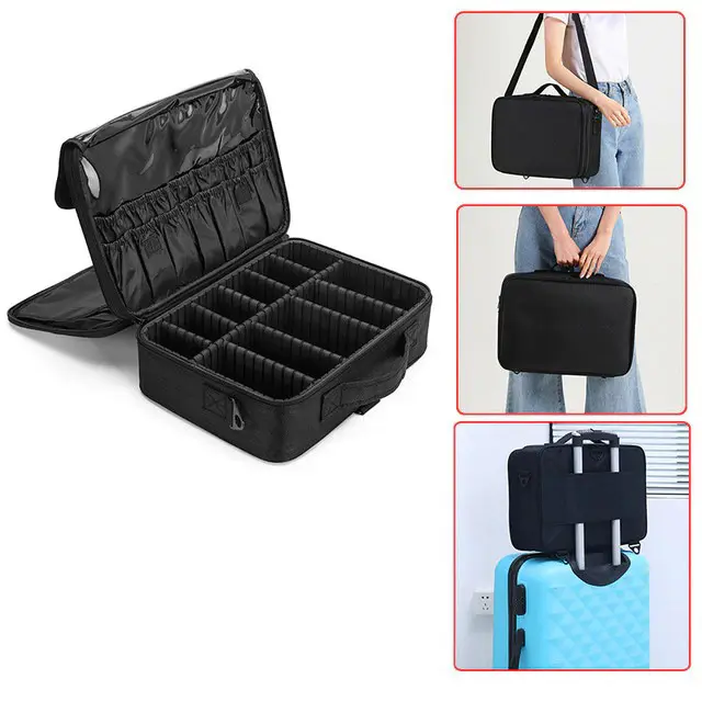 Tas Kosmetik Make Up Travel Organizer Bag 3 Layers 37x26x14 cm - RL2A - Black