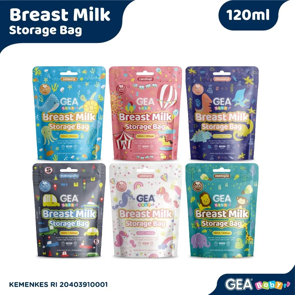 GEA Baby premium breast milk storage bag / Kantong Asi 120ml Pouch Pattern Edition