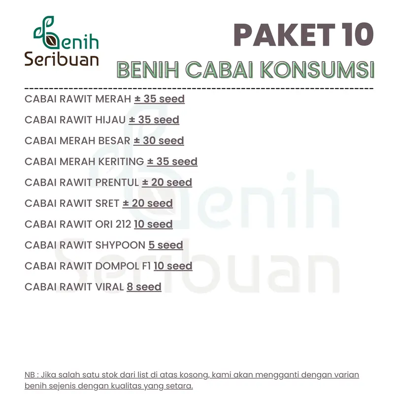 Benih Cabe 10 Macam Benih Cabai Konsumsi Seribuan 1