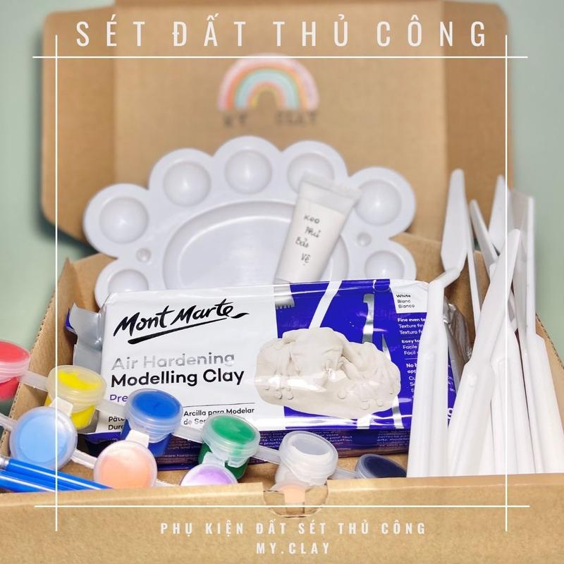 Set đất sét tự khô Mont Marte 500G đầy đủ dụng cụ cho người mới bắt đầu - đất sét tự khô Premium Air Hardening Modelling
