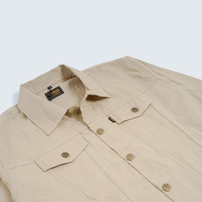 Product Introduction of Brada Jaket Trucker Kanvas Pria - Cream 3