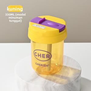 Cawan Ton Ton Mini, Cawan Plastik, Mudah Alih, dengan Straw, Reka Bentuk Comel, Bernilai Tinggi, Sesuai untuk Kanak-kanak dan Pelajar, Cawan Air Hadiah, Cawan Perut Bottles Hijau Kitchenware Merah Water Bottles botol  berdiri  idealis