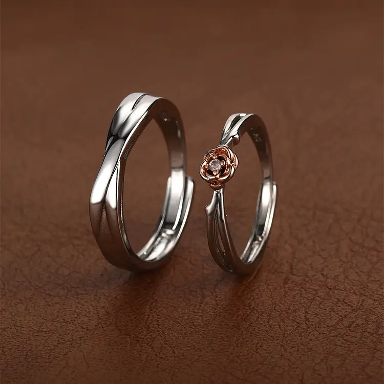 Little Prince and Rose Couple Ring Female Silver Plated Special-Interest Design High Sense Couple Rings Things for Girlfriend