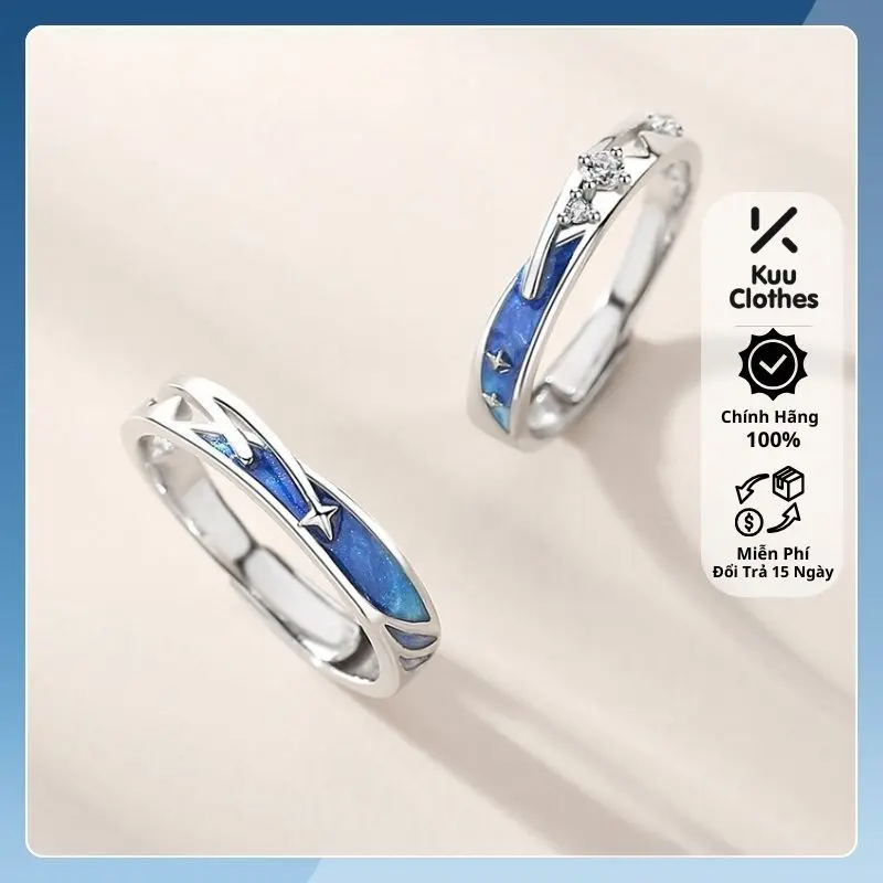 Nhẫn Đôi Nam Nữ Meteor Ring Vì Sao Đính Đá Và Sao Chổi Vĩnh Hằng Kuu Clothes - Nhẫn Cập Đôi Chất liệu Titan Không Gỉ
