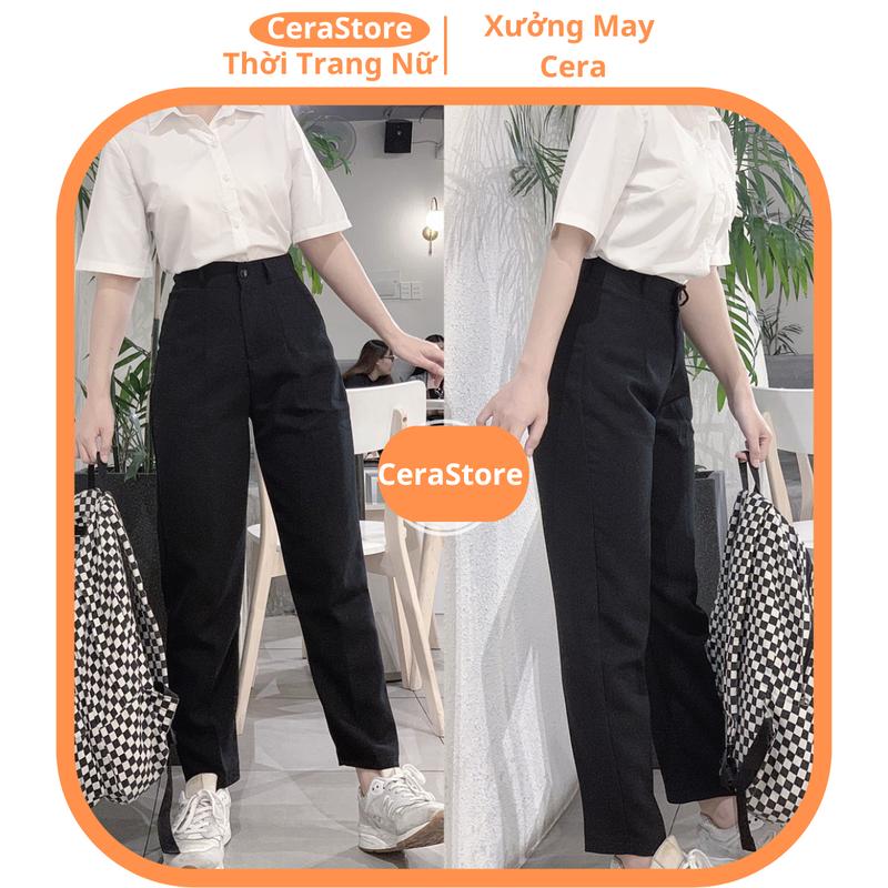  Quần Tây Đi Học Nữ Lưng Cao Ống Đứng Dáng Baggy Dài Bigsize Màu Đen - Quần Vải Nữ Học Sinh Cấp 2 3 Cạp Cao Có Đỉa- Store 