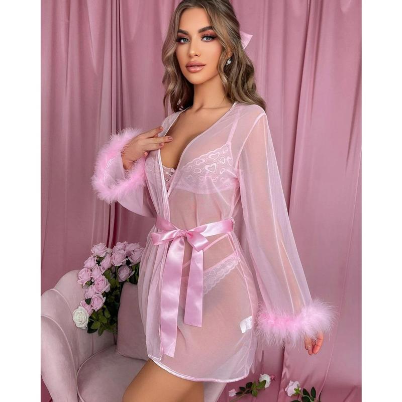 Đồ Ngủ Lưới Nhẹ Hàng Mới Về, Xuyên Thấu, Khâu Lông, Gợi Cảm, Váy Ngủ, CF 5