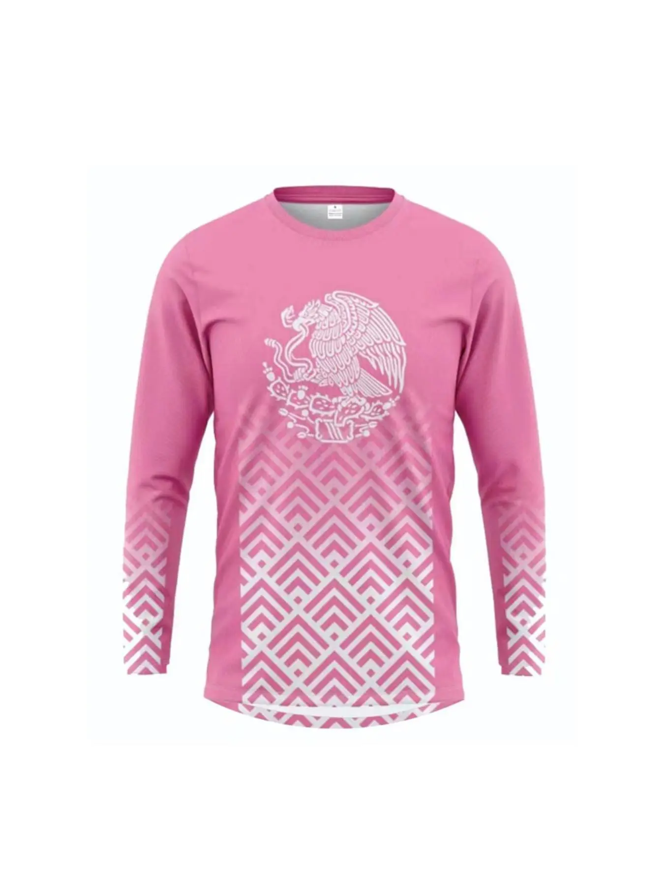 Sporty Women's Bird & Geometric Print Long Sleeve Cycling Tee, Sport Breathable Quick Drying Round Neck Tee for Outdoor Cycling, Ladies Sportswear for All Seasons