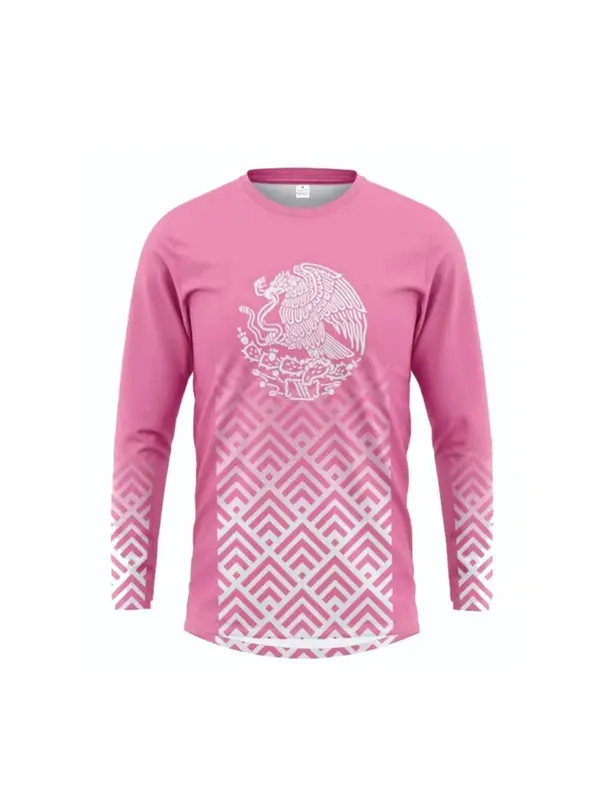 Sporty Women's Bird & Geometric Print Long Sleeve Cycling Tee, Sport Breathable Quick Drying Round Neck Tee for Outdoor Cycling, Ladies Sportswear for All Seasons 0