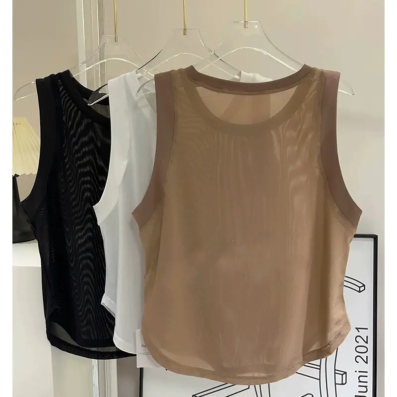 Áo Vest Tập Thể Dục Yoga, Không Tay, Thoáng Khí Và Nhanh Khô, Áo Quần Áo Tập Luyện Luyện, Dáng Rộng Vừa Vặn, Khâu Lưới, Mỏng, Thích Hợp Cho Thể Thao, Áo Cánh