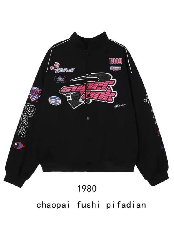 ÁO KHOÁC BOMBER  ĐEN  IN 1980 MS PHÔNG CÁCH UNIXEX   Jacket Nữ Women Top Navy