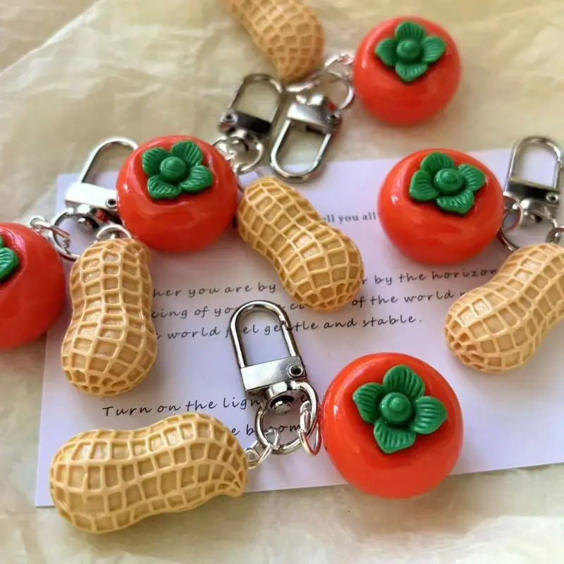 Móc Chìa Khóa Quả Đậu Táo, Mô Phỏng Quả Hồng Thỉnh Thờm May Mắn Và Dễ Thương, Thu Hút Giàu Có, Mặt Dây Chuyền Túi Cá Tính, Quà Tặng Cho Bạn Thân 3