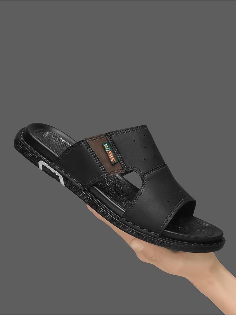 Product Introduction of Men's Casual Plain Color Slide Sandals, Fashionable Beach Slippers, Casual Comfortable Indoor Shoes for Summer, Footwear 4