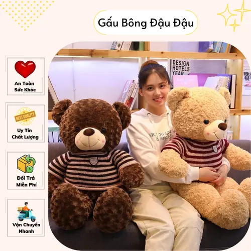 Teddy 1m và 1m2 nâu, gấu bông teddy cao cấp đồ chơi quà tặng cho bé gối ôm (90cm và 1m1)