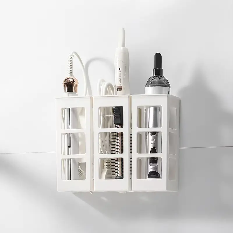 Hair tool storage box Curling iron Hair straightener Storage rack Household bathroom Wall non-punching wall hanging box Organiser Hangable